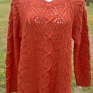 Indigo Soul Rust Cable Knit Sweater